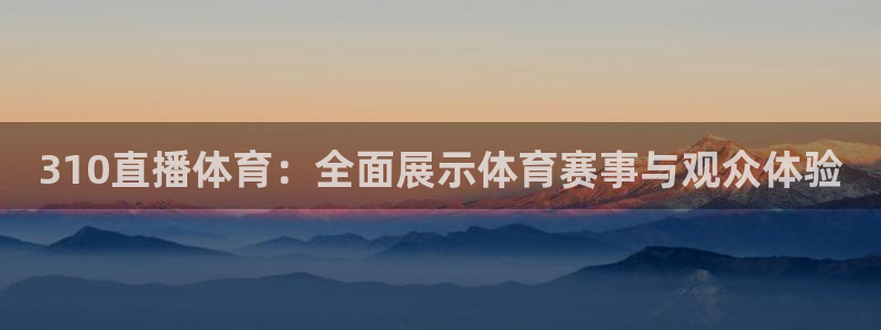 310直播体育：全面展示体育赛事与观众体验